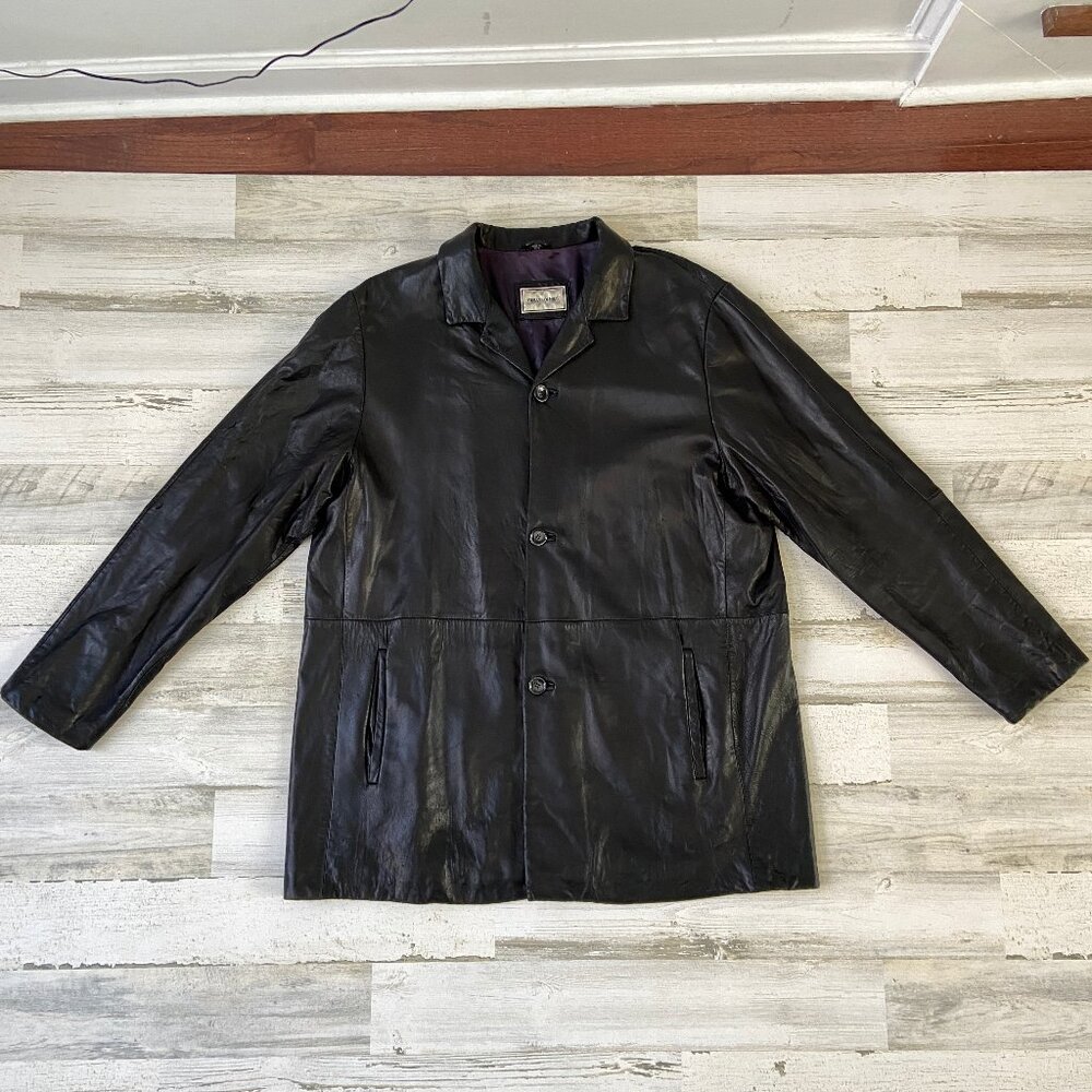 Reilly Olmes Collection Men's Size XL Black Leather Jacket Button Front Lined